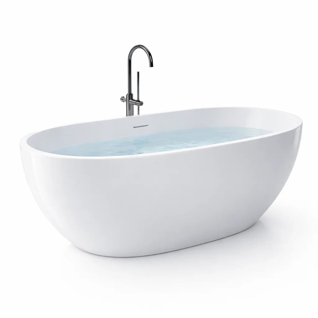 Freistehende Badewanne aus Acryl 170 cm x 80 cm Weiß