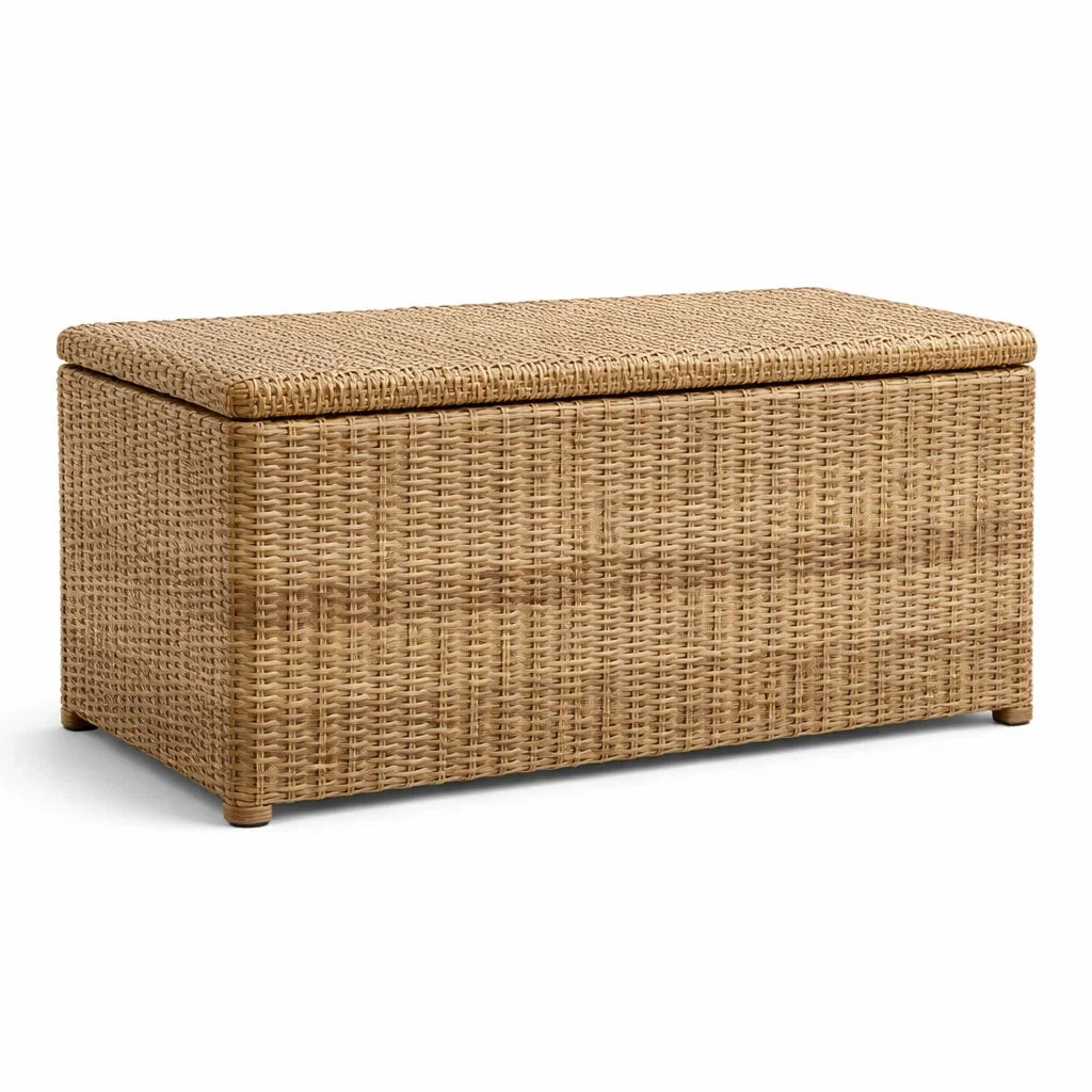 Aufbewahrungsbank Rechteckig Rattan Natur 120 x 60 x 45 cm