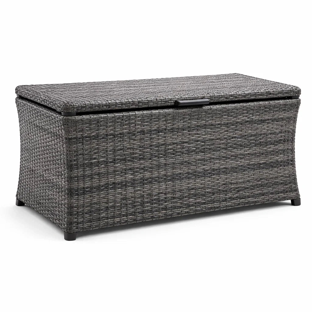 Garten-Aufbewahrungsbox Polyethylen Rattanoptik Grau