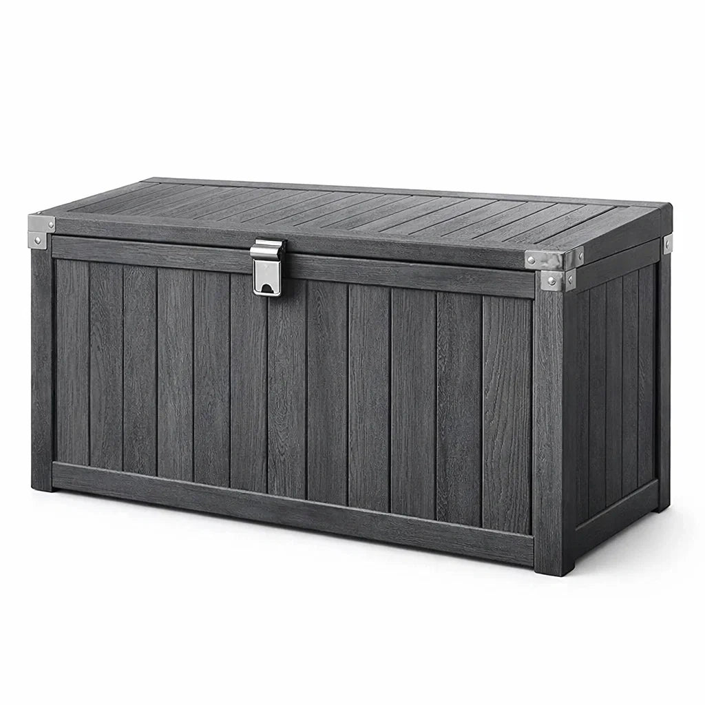 Aufbewahrungsbox Holzoptik Dunkelgrau