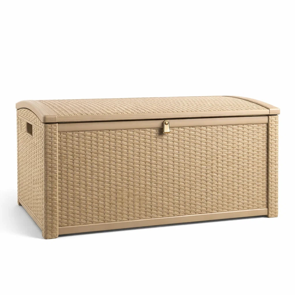 Aufbewahrungsbox Kunststoff Rattanoptik 120x50x60cm Beige