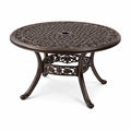 Runder Aluminiumguss-Tisch mit Schirmloch, Ø120 cm Braun