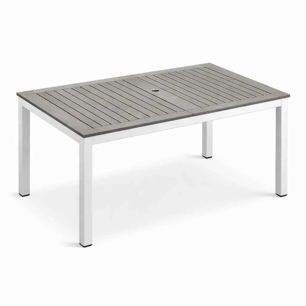 Rechteckiger Esstisch aus Aluminium und Polywood 180x90 cm Grau/Silber