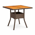 Gartentisch aus Polyrattan mit Akazienholz Tischplatte Braun 75x75x95cm