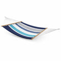 Hängematte mit Baumwoll-Polyester-Mix und Holz-Spreizstab, 200x150 cm, Blau/Weiß/Grau