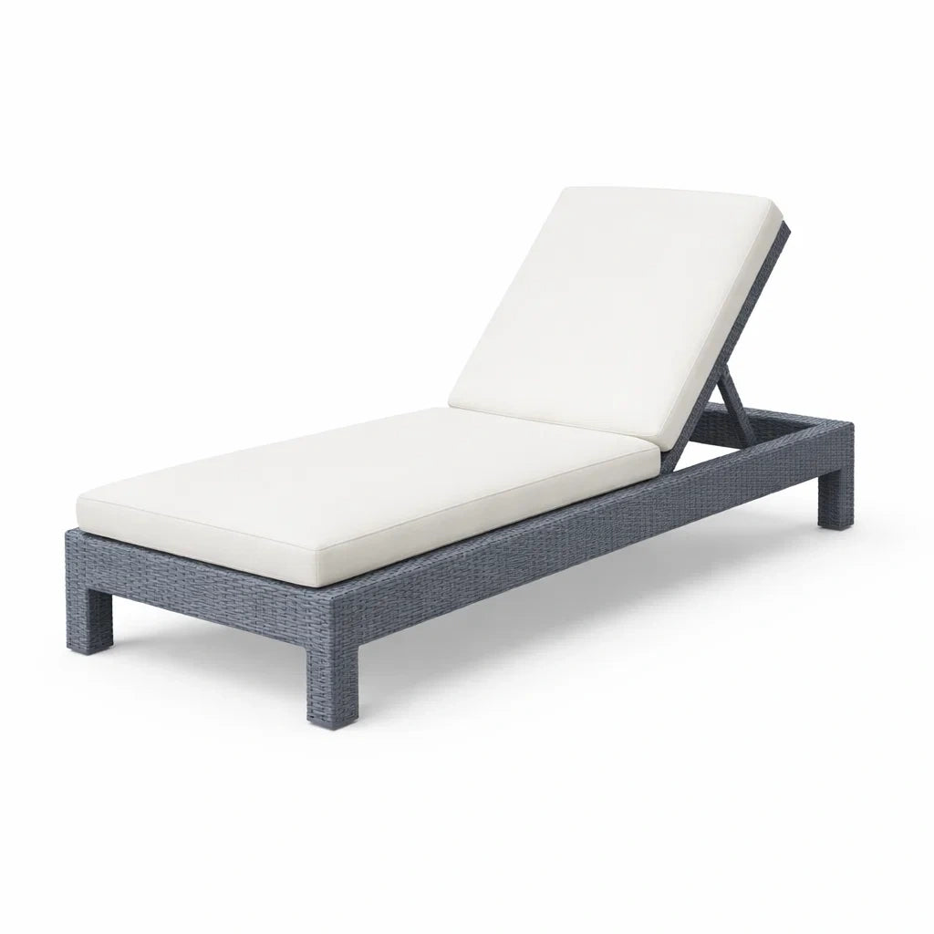 Gartenliege Aluminium PE-Rattan Grau/Weiß 200cm