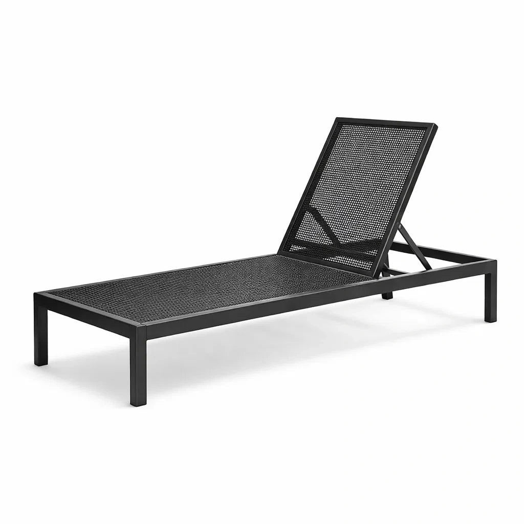 Aluminium Sonnenliege mit Mesh-Gewebe Schwarz 200x70x35cm
