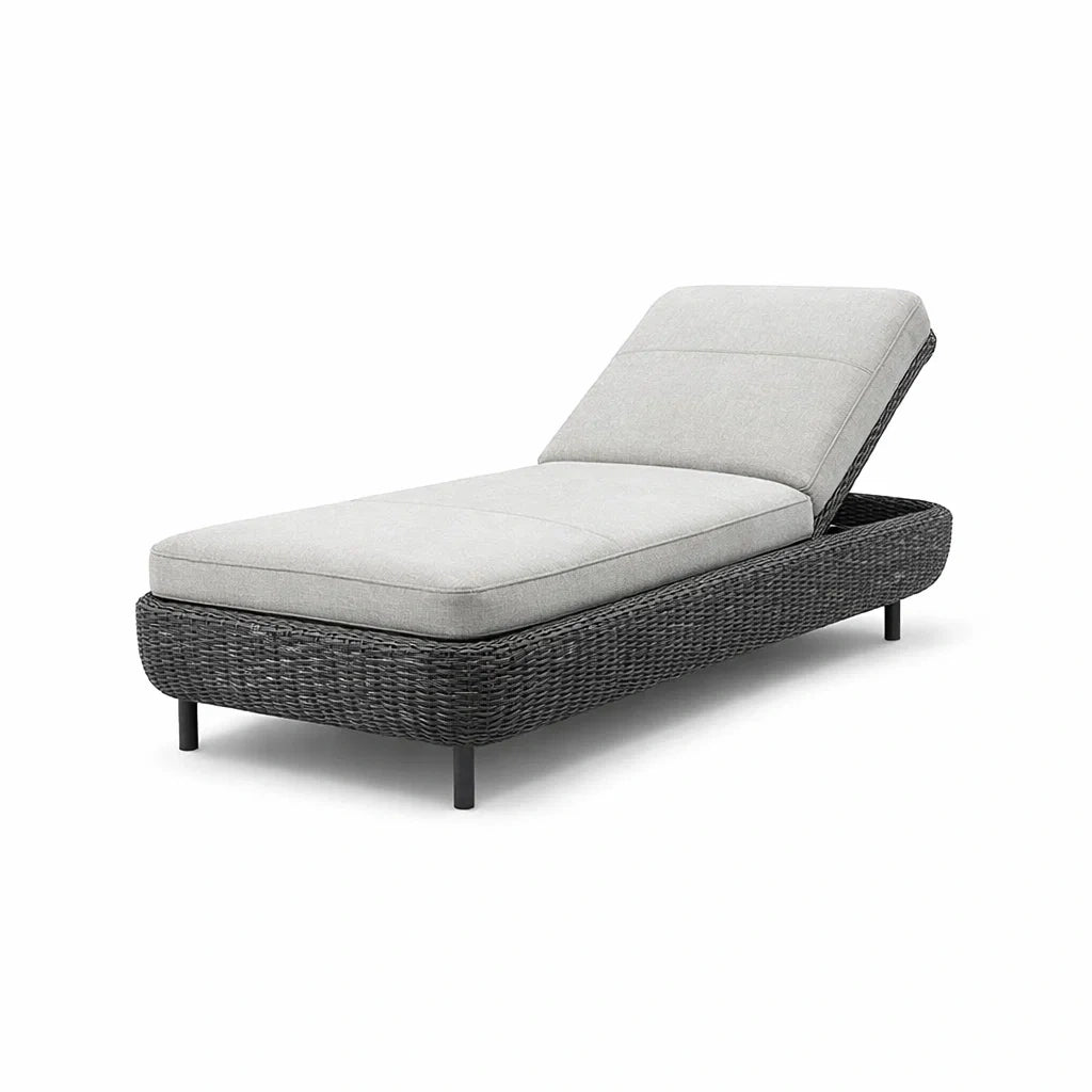 Gartenliege Aluminium PE-Rattan Grau