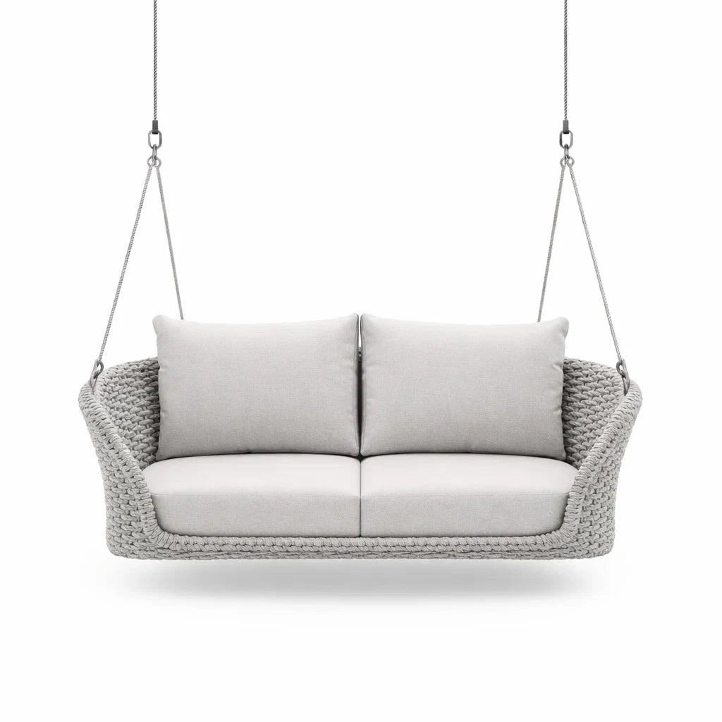 2-Sitzer Hängesofa Geflecht Grau Polyester Stahlseil 180cm