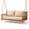 Holz-Hängesofa mit beigem Polyesterschaumkissen